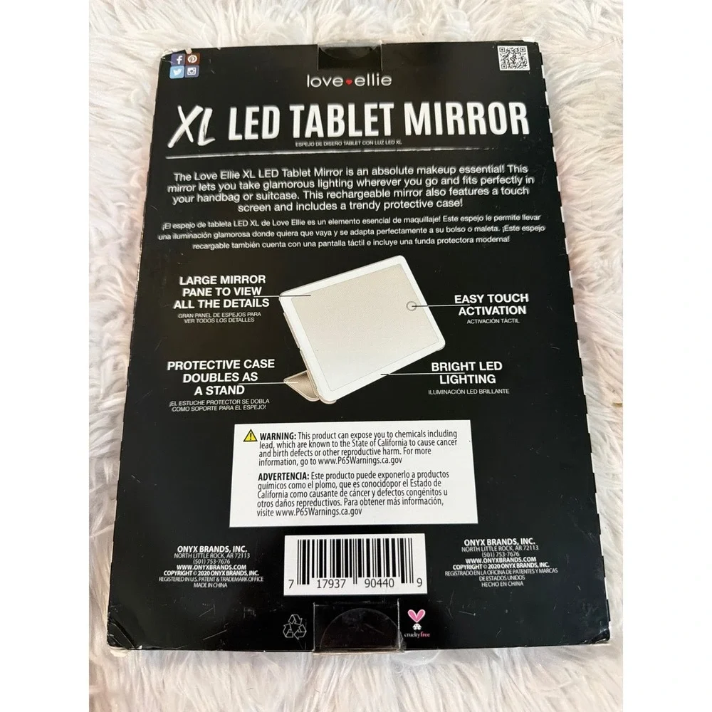 Love Ellie XL LED Tablet Mirror Dimmable Touch Lighted Makeup Mirror with Case